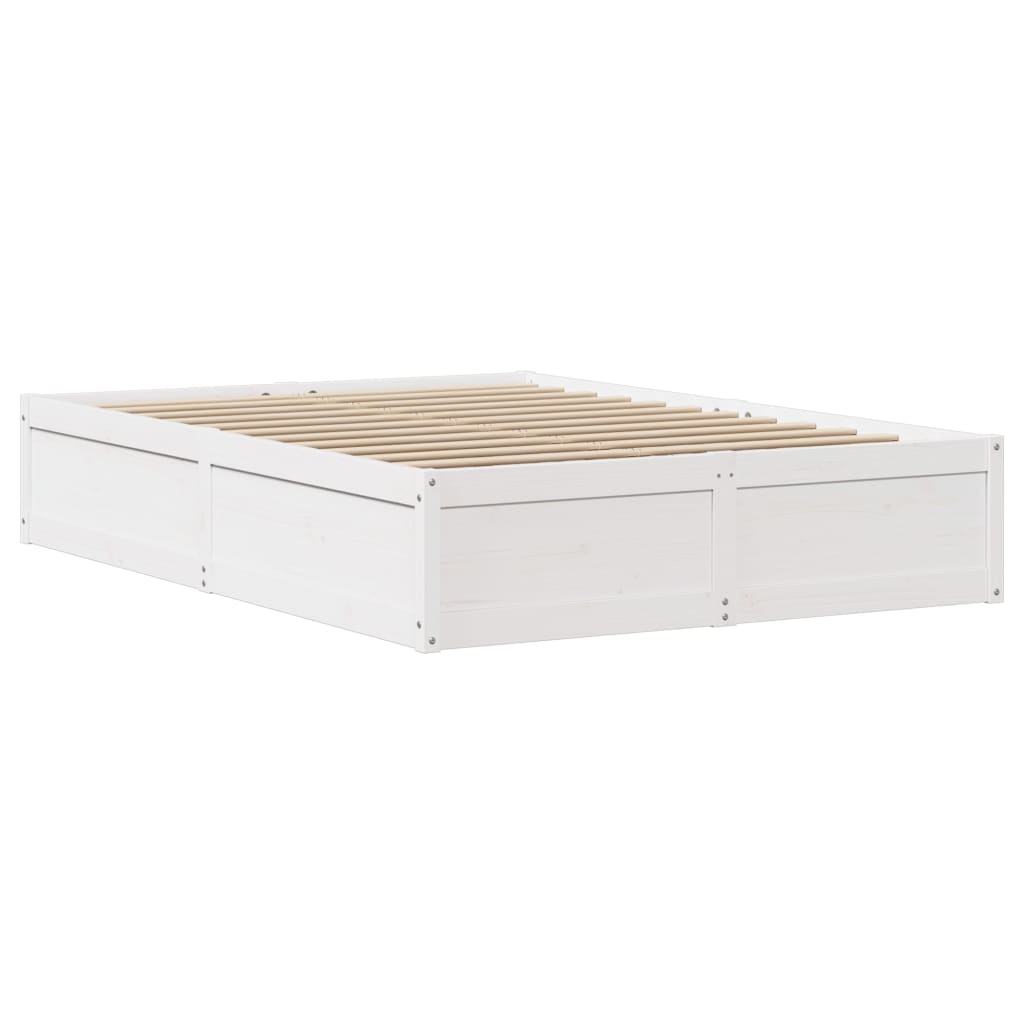 vidaXL Bed Frame with Headboard White 140x190 cm Solid Wood Pine 5