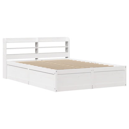 vidaXL Bed Frame with Headboard White 135x190 cm Solid Wood Pine 2