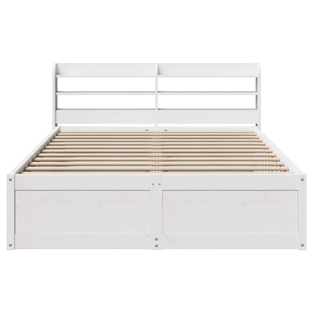 vidaXL Bed Frame with Headboard White 135x190 cm Solid Wood Pine 4