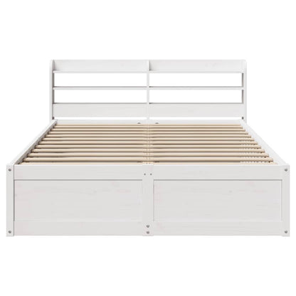 vidaXL Bed Frame with Headboard White 135x190 cm Solid Wood Pine 4