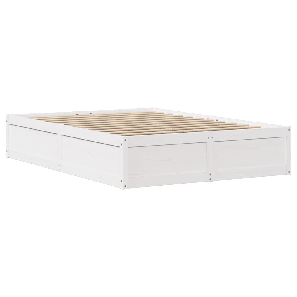 vidaXL Bed Frame with Headboard White 135x190 cm Solid Wood Pine 5