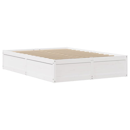 vidaXL Bed Frame with Headboard White 135x190 cm Solid Wood Pine 5