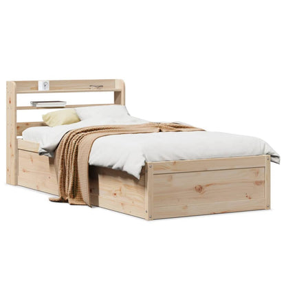 vidaXL Bed Frame with Headboard Solid Wood Pine