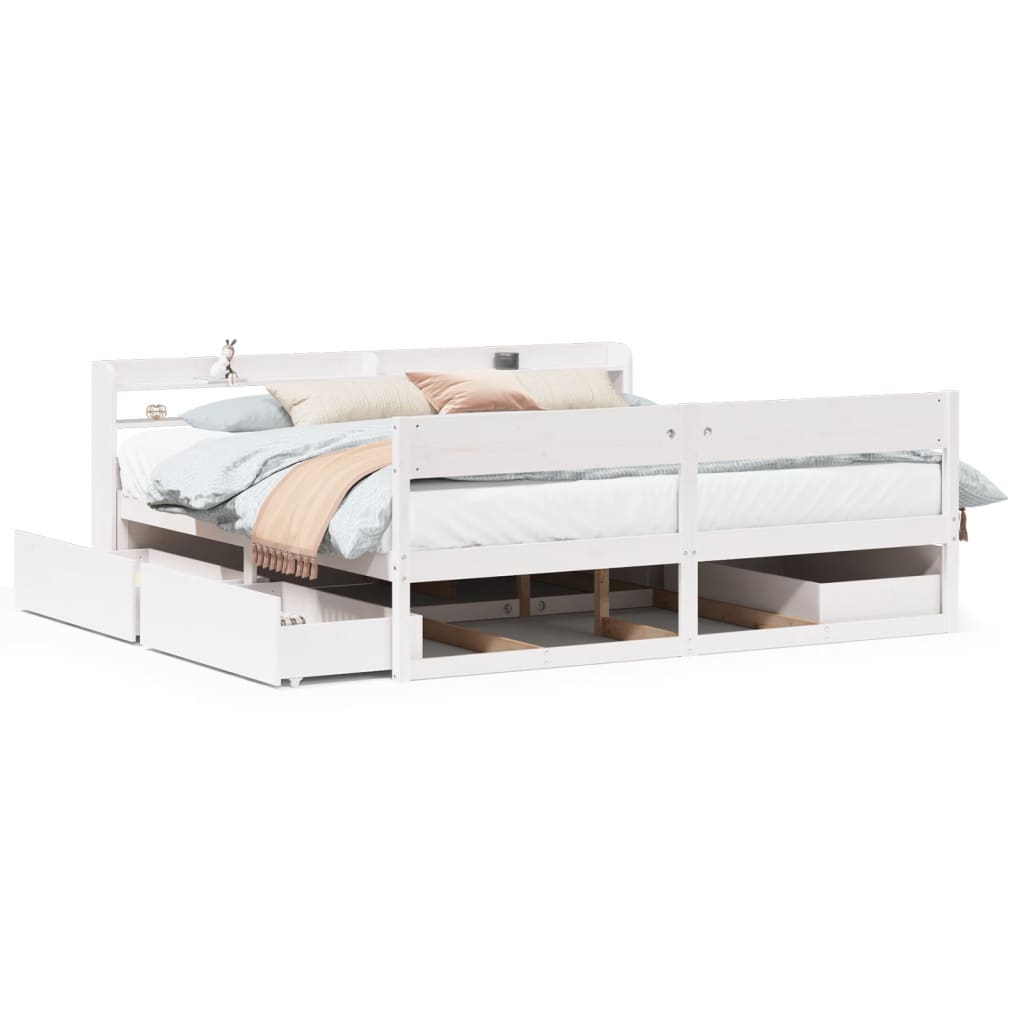 vidaXL Bed Frame without Mattress White 180x200 cm Solid Wood Pine 2