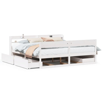 vidaXL Bed Frame without Mattress White 180x200 cm Solid Wood Pine 2