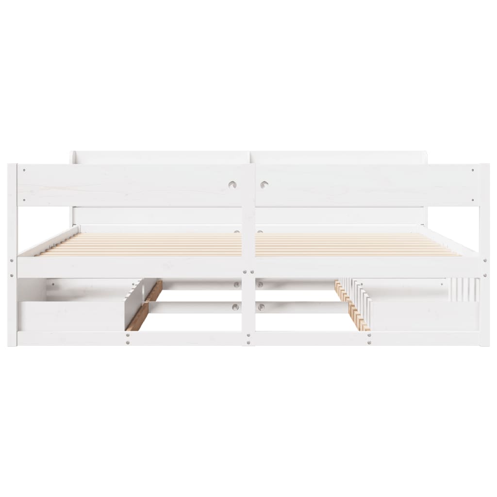 vidaXL Bed Frame without Mattress White 180x200 cm Solid Wood Pine 4