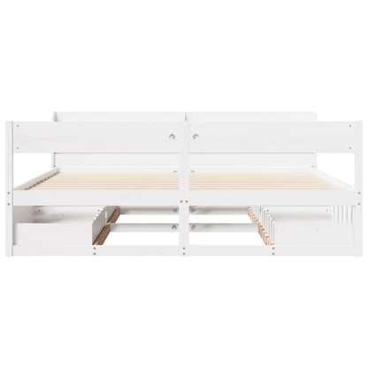 vidaXL Bed Frame without Mattress White 180x200 cm Solid Wood Pine 4