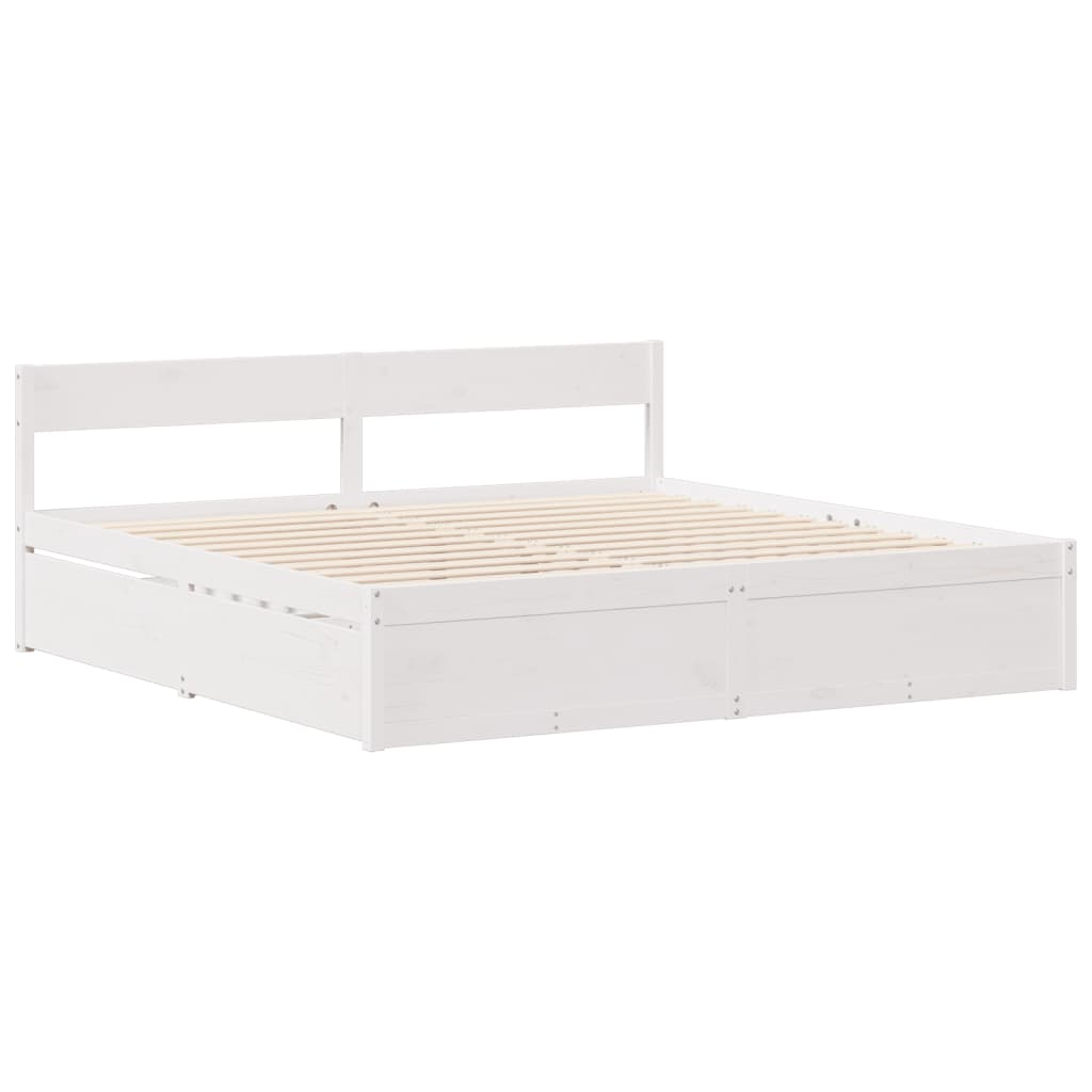 vidaXL Bed Frame without Mattress White 180x200 cm Solid Wood Pine 5