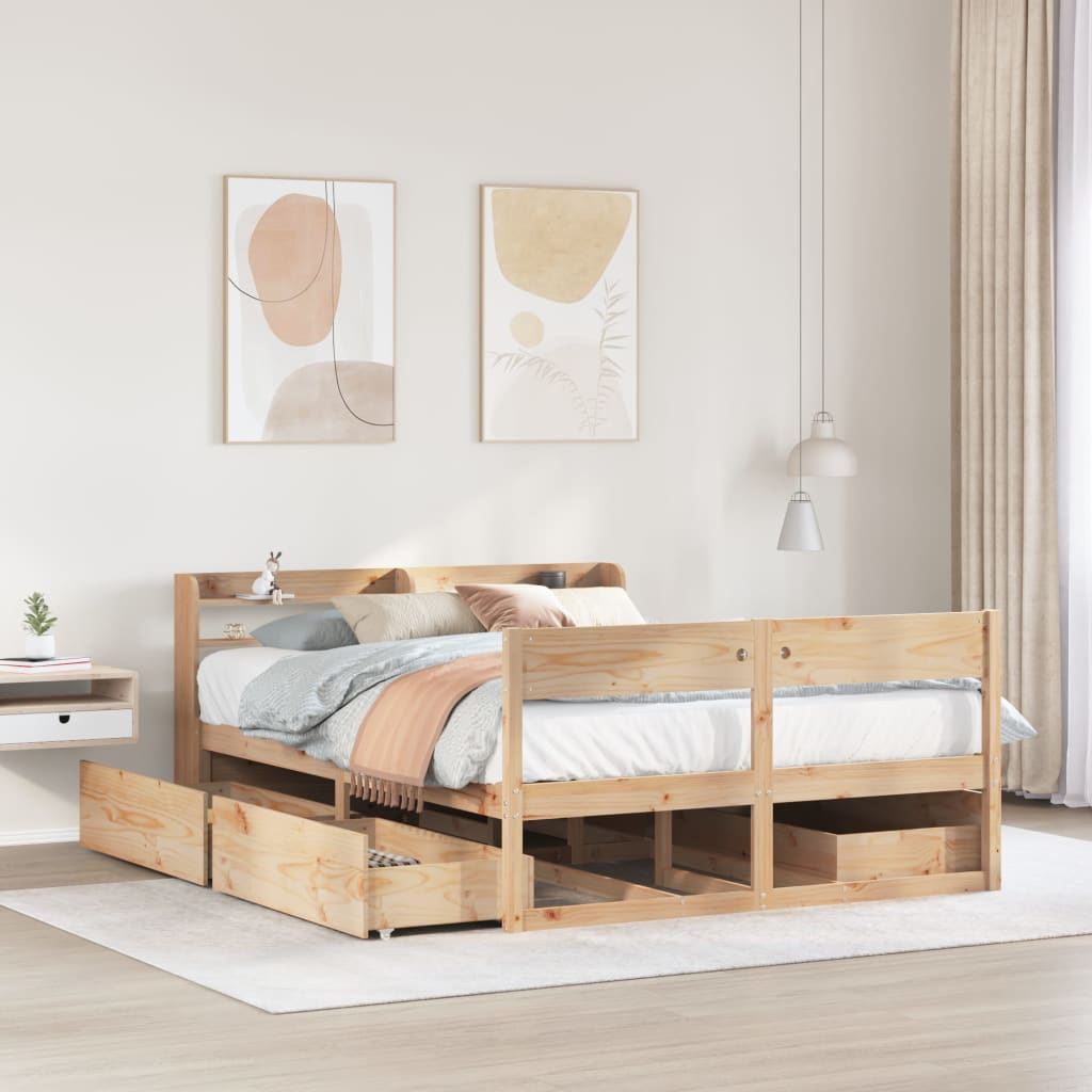 vidaXL Bed Frame without Mattress 150x200 cm Solid Wood Pine 1