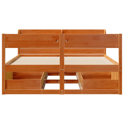vidaXL Bed Frame without Mattress Wax Brown 150x200 cm Solid Wood Pine 4