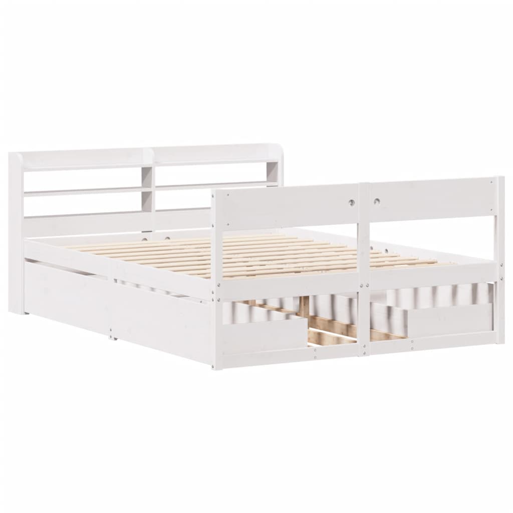 vidaXL Bed Frame without Mattress White 140x200 cm Solid Wood Pine 3