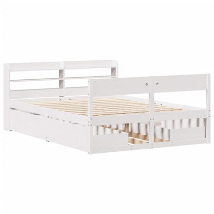 vidaXL Bed Frame without Mattress White 140x200 cm Solid Wood Pine 3