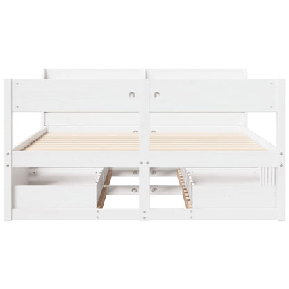 vidaXL Bed Frame without Mattress White 140x200 cm Solid Wood Pine 4
