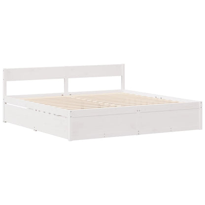 vidaXL Bed Frame without Mattress White 140x200 cm Solid Wood Pine 5