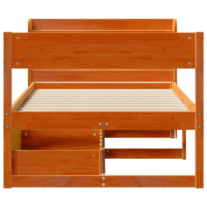 vidaXL Bed Frame without Mattress Wax Brown 100x200 cm Solid Wood Pine 4