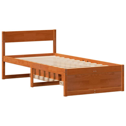 vidaXL Bed Frame without Mattress Wax Brown 100x200 cm Solid Wood Pine 5