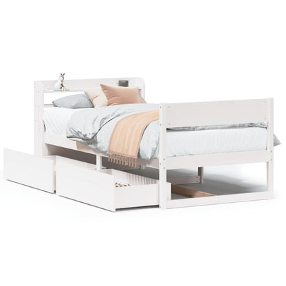 vidaXL Bed Frame without Mattress White 90x200 cm Solid Wood Pine 2
