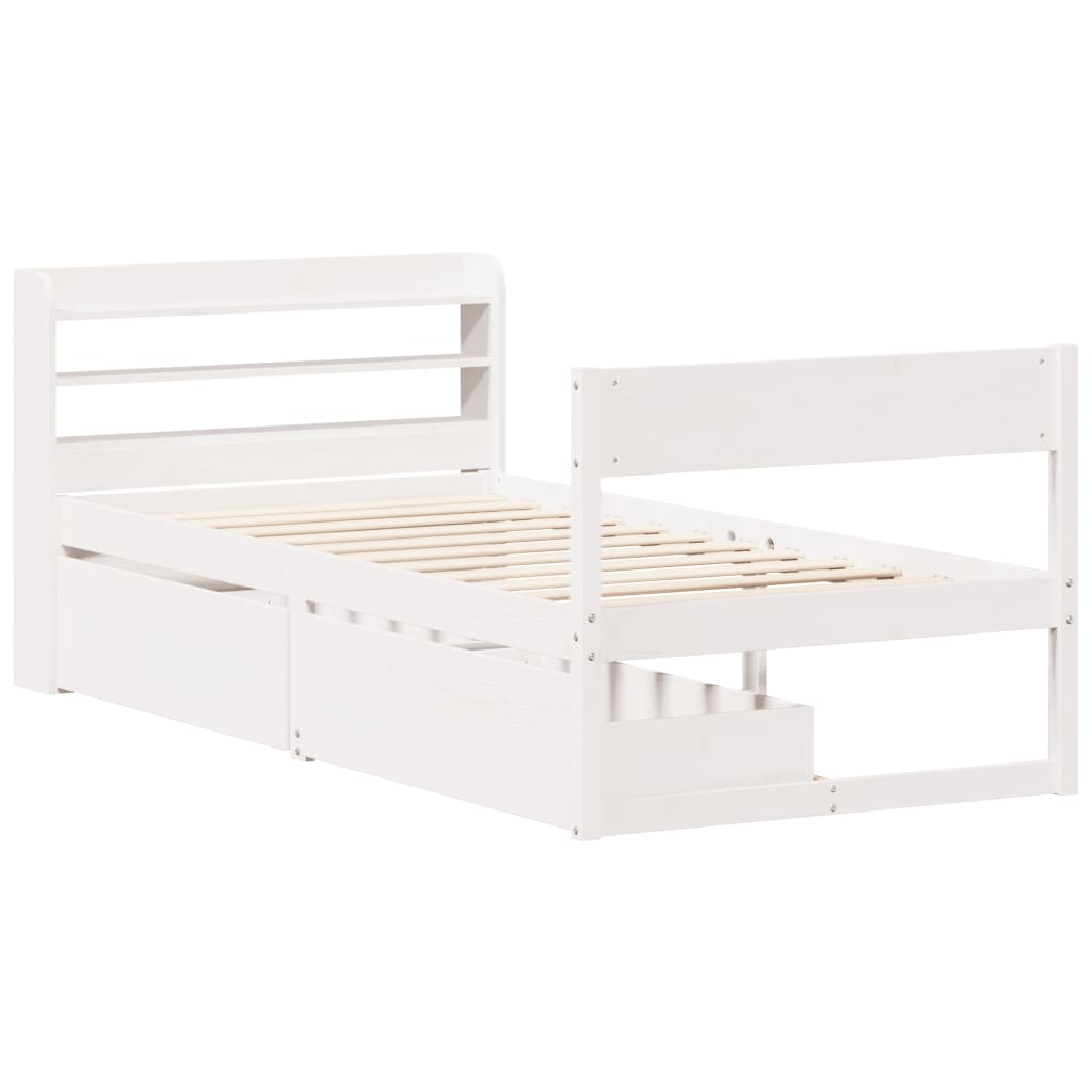 vidaXL Bed Frame without Mattress White 90x200 cm Solid Wood Pine 3