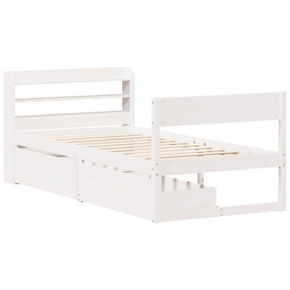 vidaXL Bed Frame without Mattress White 90x200 cm Solid Wood Pine 3