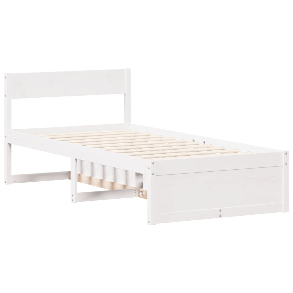 vidaXL Bed Frame without Mattress White 90x200 cm Solid Wood Pine 5