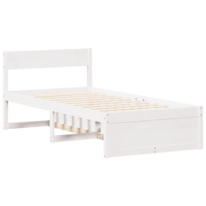 vidaXL Bed Frame without Mattress White 90x200 cm Solid Wood Pine 5