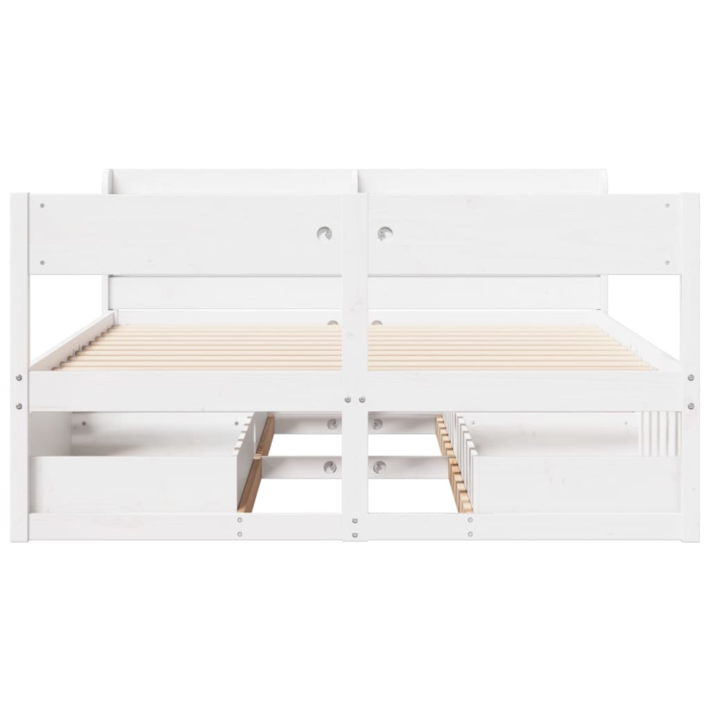 vidaXL Bed Frame without Mattress White 135x190 cm Solid Wood Pine 4