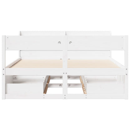 vidaXL Bed Frame without Mattress White 135x190 cm Solid Wood Pine 4