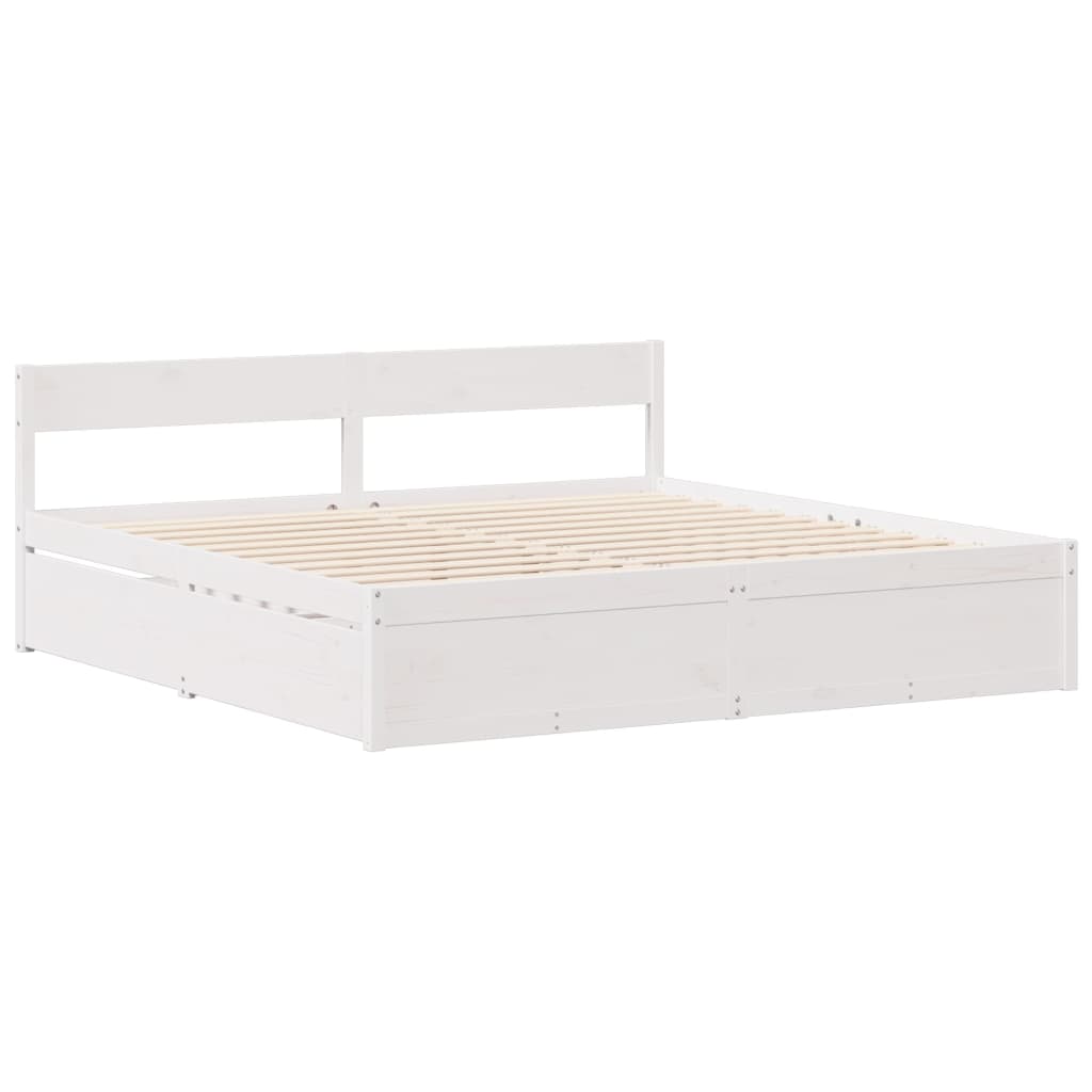 vidaXL Bed Frame without Mattress White 135x190 cm Solid Wood Pine 5