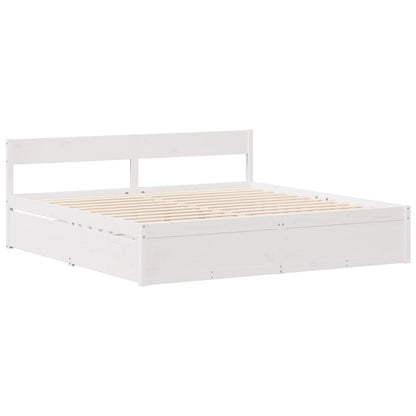 vidaXL Bed Frame without Mattress White 135x190 cm Solid Wood Pine 5