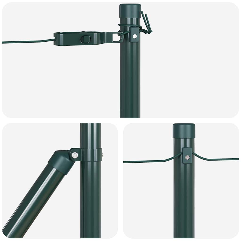 vidaXL Embedded Fence Post 52 pcs Green Powder-Coated Steel 6