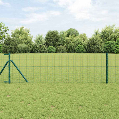 vidaXL Embedded Fence Post 52 pcs Green Powder-Coated Steel 1