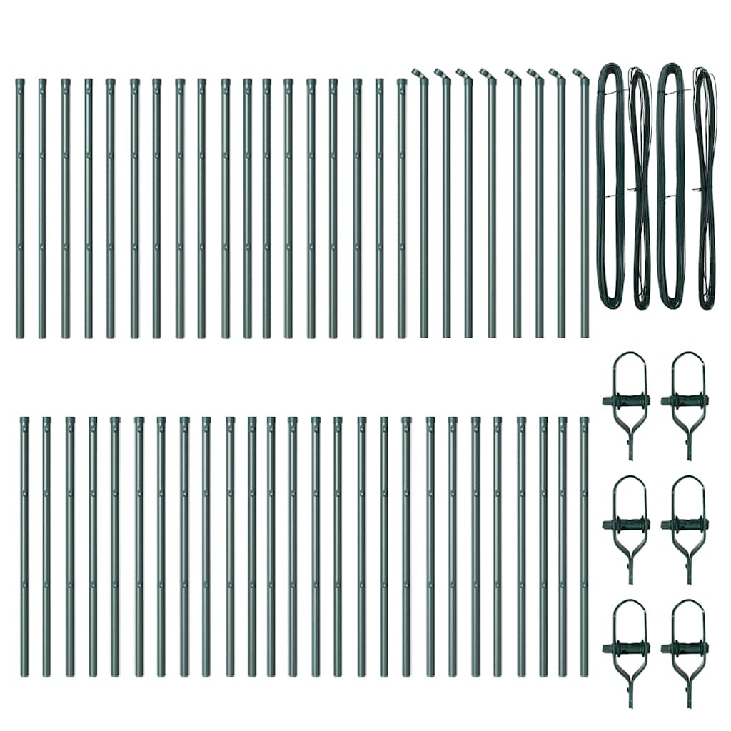 vidaXL Embedded Fence Post 52 pcs Green Powder-Coated Steel 4