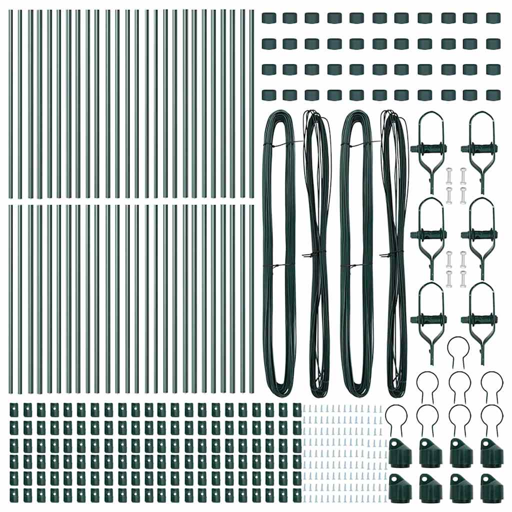 vidaXL Embedded Fence Post 52 pcs Green Powder-Coated Steel 5