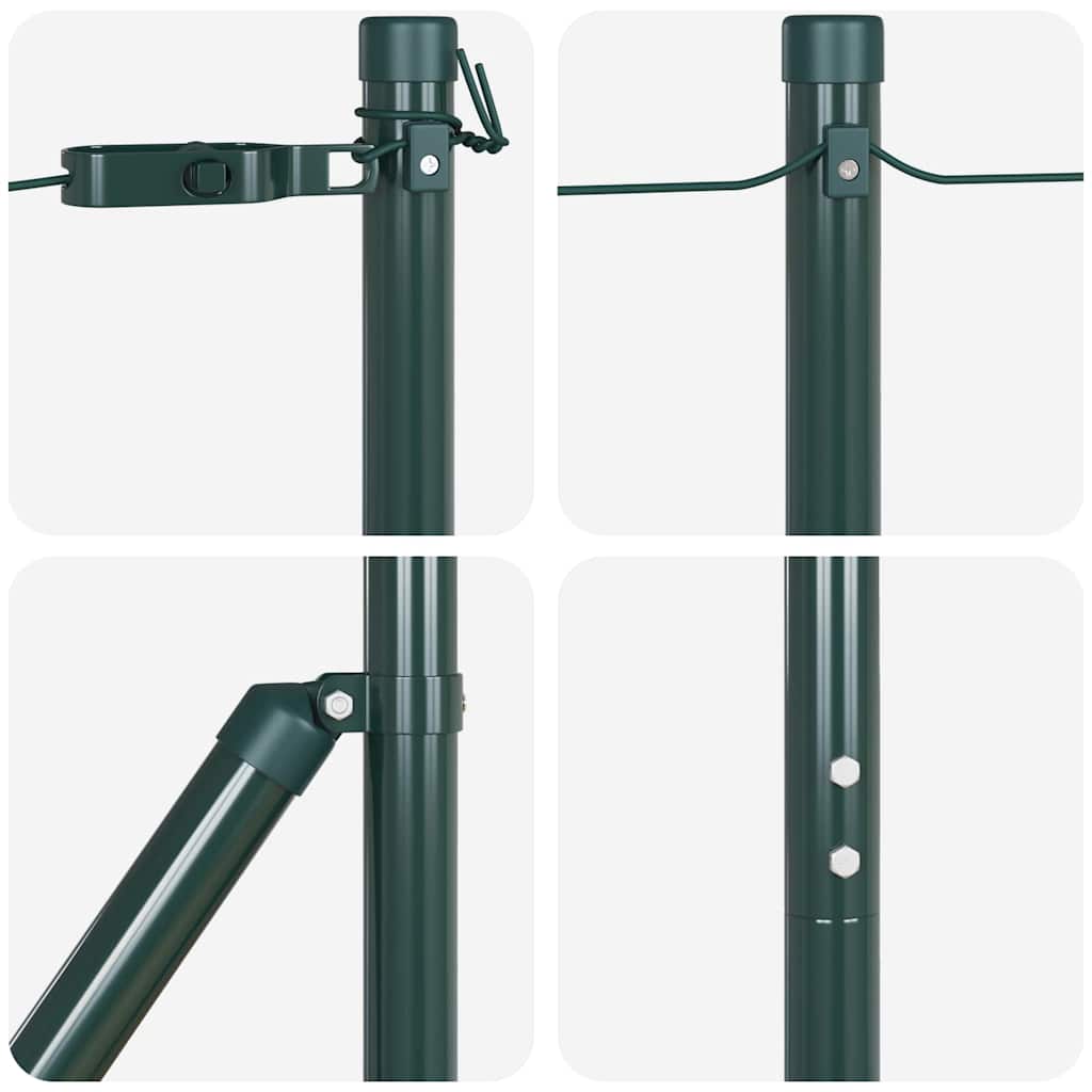 vidaXL Embedded Fence Post 52 pcs Green Powder-Coated Steel 6