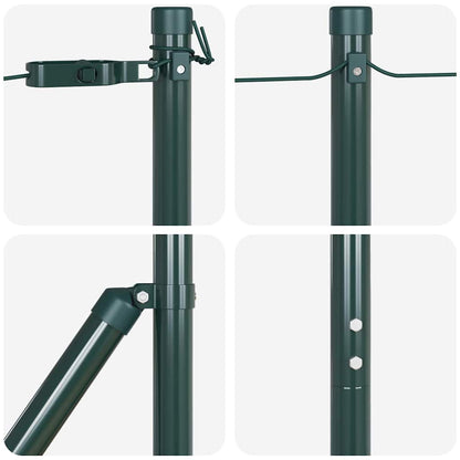 vidaXL Embedded Fence Post 52 pcs Green Powder-Coated Steel 6