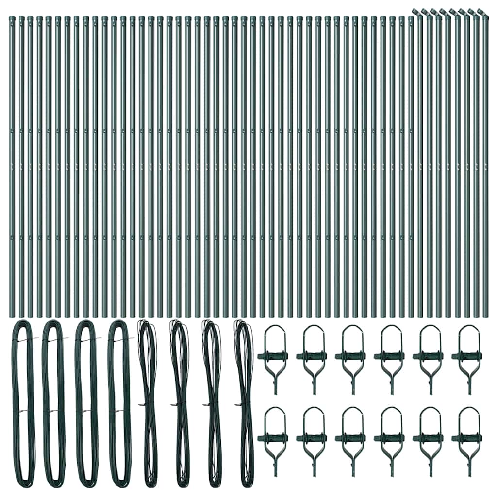 vidaXL Embedded Fence Post 52 pcs Green Powder-Coated Steel 4