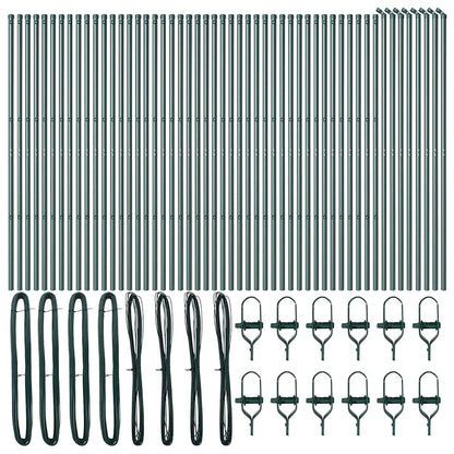 vidaXL Embedded Fence Post 52 pcs Green Powder-Coated Steel 4