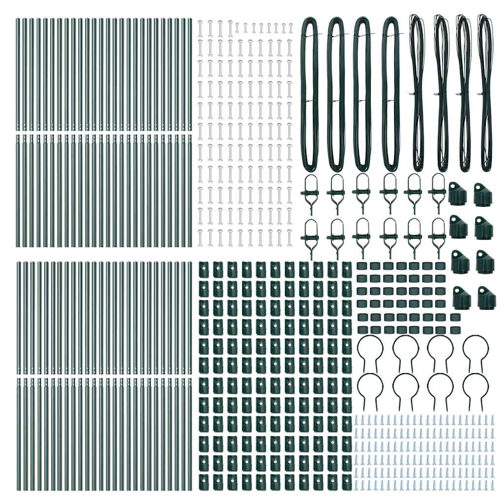 vidaXL Embedded Fence Post 52 pcs Green Powder-Coated Steel 5