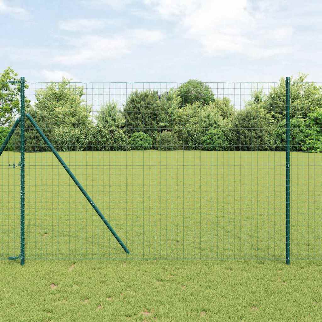 vidaXL Embedded Fence Post 52 pcs Green Powder-Coated Steel 1