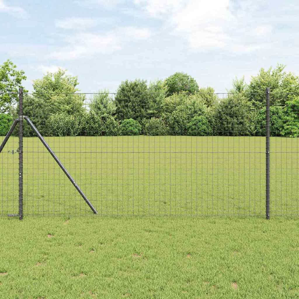 vidaXL Embedded Fence Post 52 pcs Grey Powder-Coated Steel 1