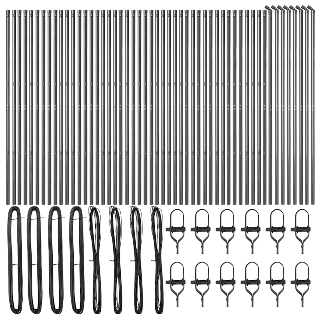vidaXL Embedded Fence Post 52 pcs Grey Powder-Coated Steel 4