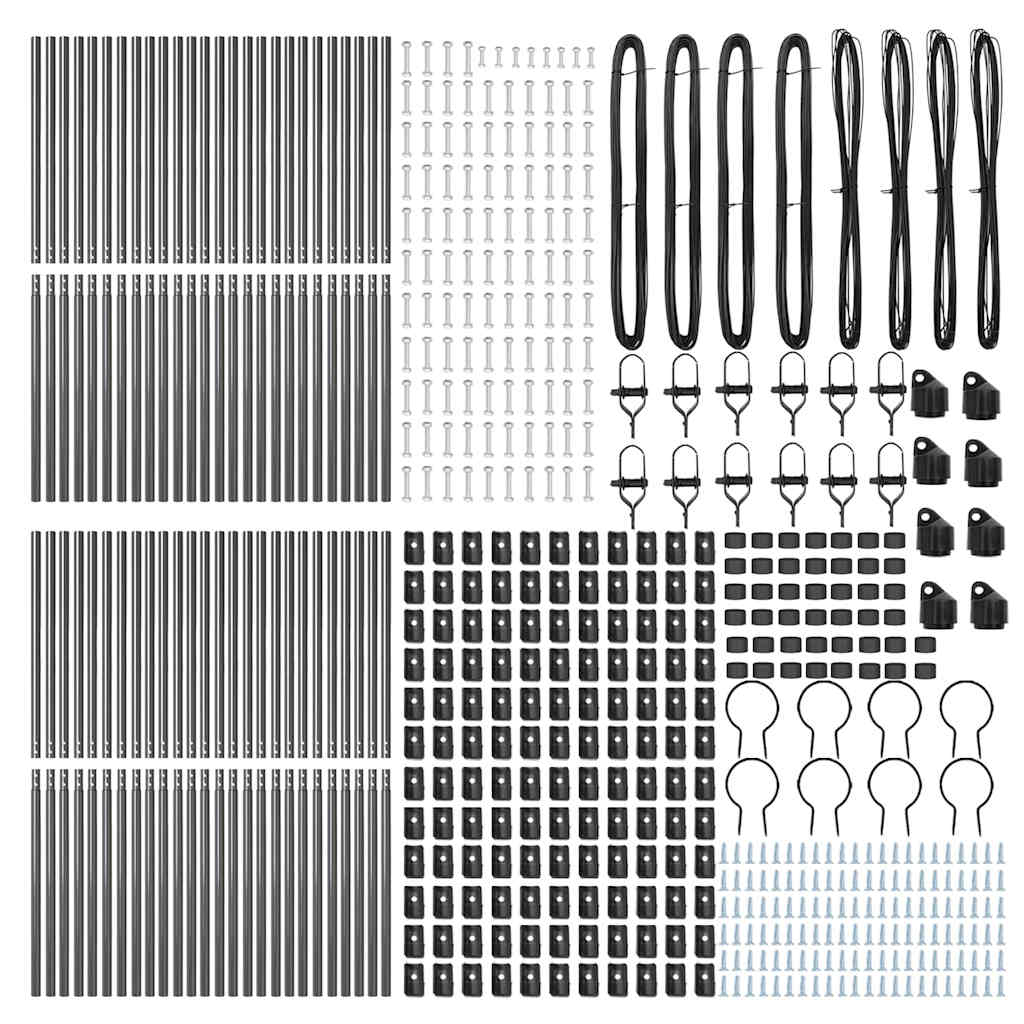 vidaXL Embedded Fence Post 52 pcs Grey Powder-Coated Steel 5