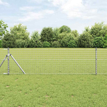 vidaXL Embedded Fence Post Silver Powder-Coated Steel Galvanised Steel 52 pcs