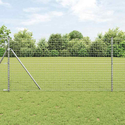 vidaXL Embedded Fence Post Silver Powder-Coated Steel Galvanised Steel 52 pcs