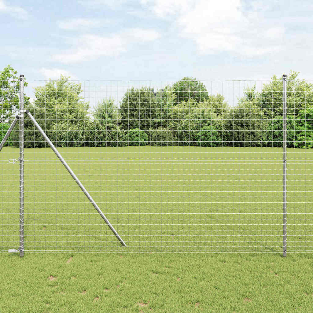vidaXL Embedded Fence Post 52 pcs Silver Powder-Coated Steel 1
