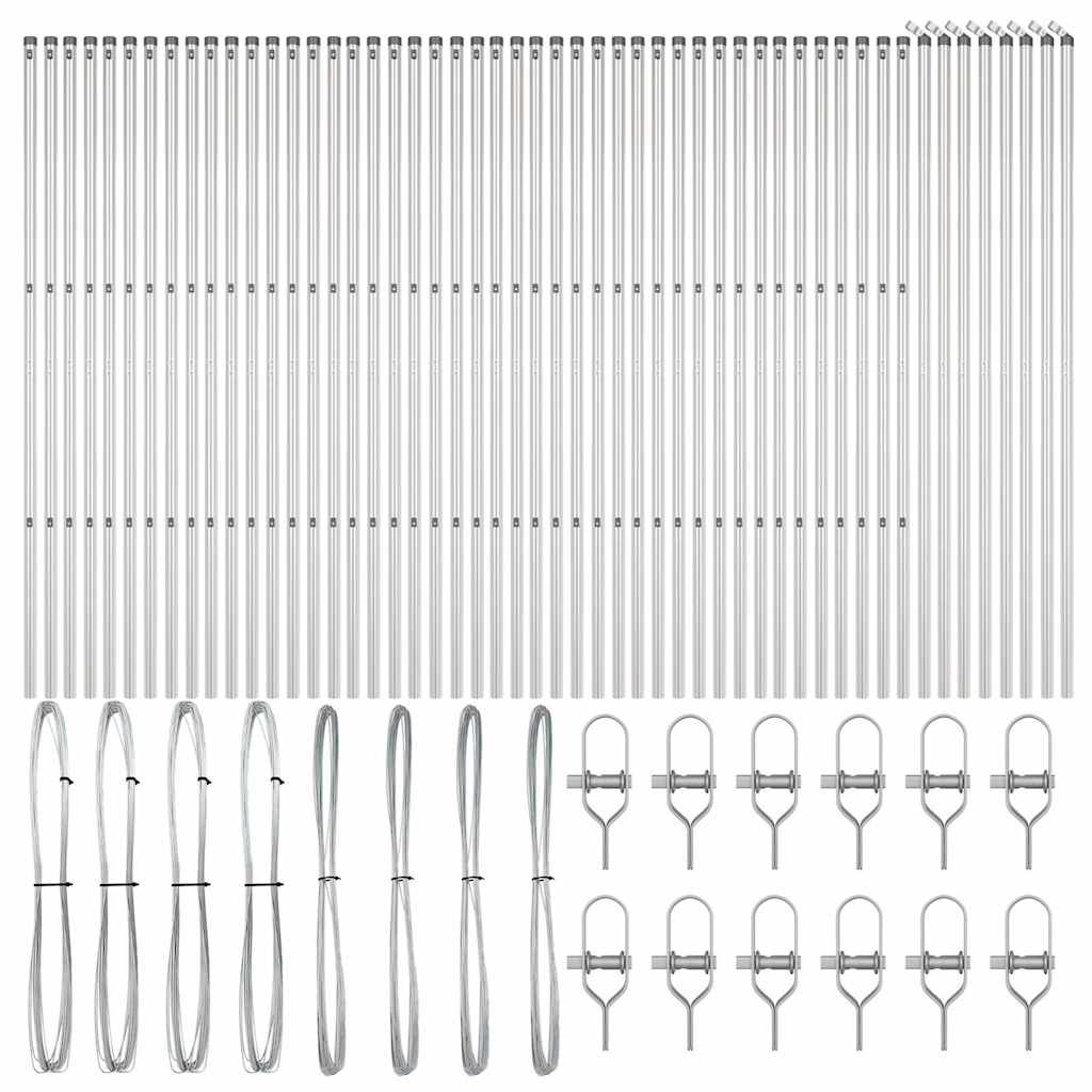 vidaXL Embedded Fence Post 52 pcs Silver Powder-Coated Steel 4