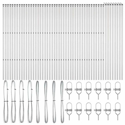 vidaXL Embedded Fence Post 52 pcs Silver Powder-Coated Steel 4