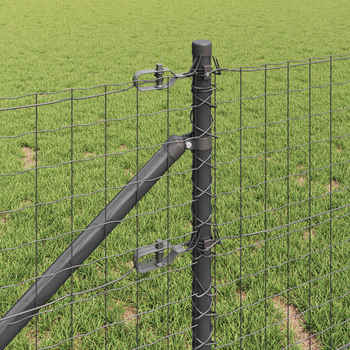 Ground Spike Fence Post 52 pcs 60 cm Powder-Coated Steel Grey 52x spike post 65 cm