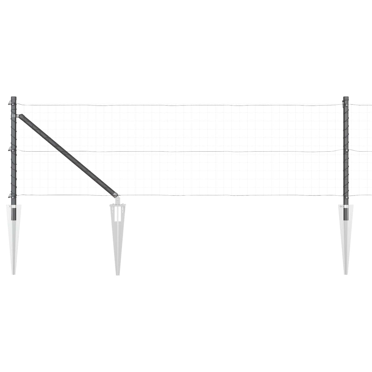Ground Spike Fence Post 52 pcs 60 cm Powder-Coated Steel Grey 52x spike post 65 cm