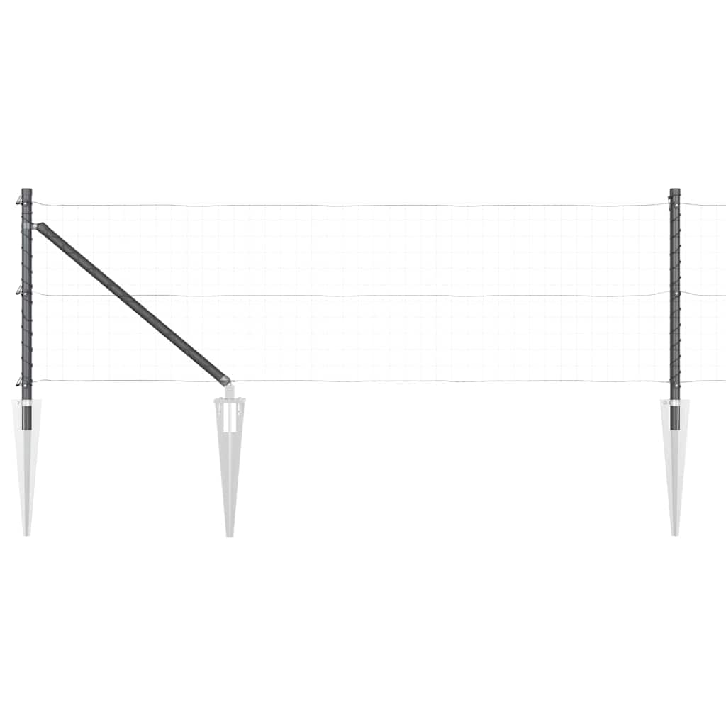vidaXL Ground Spike Fence Post 52 pcs Grey Powder-Coated Steel 2